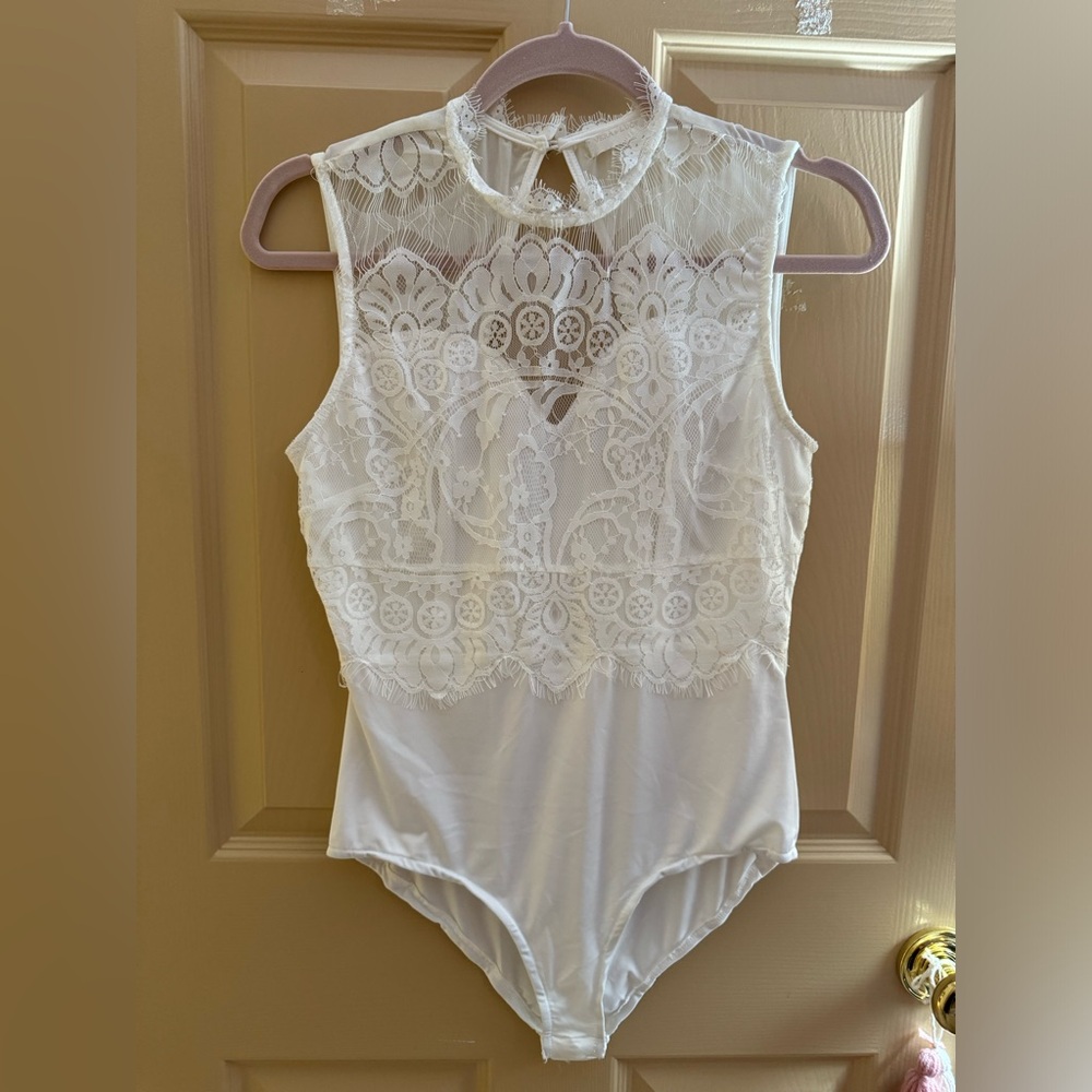 White lace bodysuit